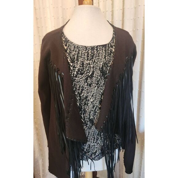 J45  Ariat Western sweater cardigan with fringe - Picture 5 of 14
